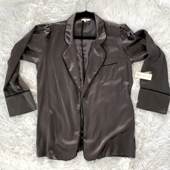 Gold Hawk *NWT* Pewter Grey Blazer / Kimono with Black Piping; SMALL - Picture 11 of 11